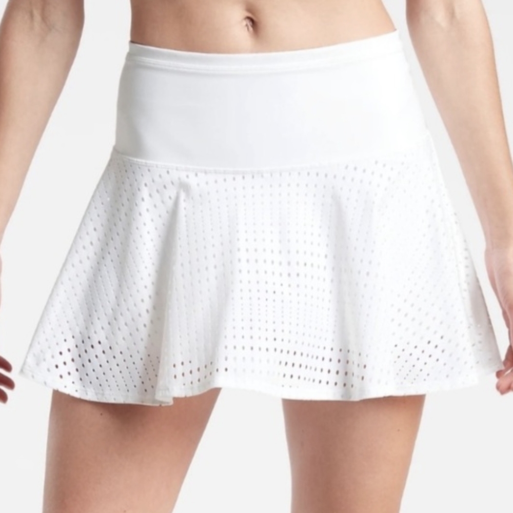 Athleta White Pleated Tennis Mini Skirt